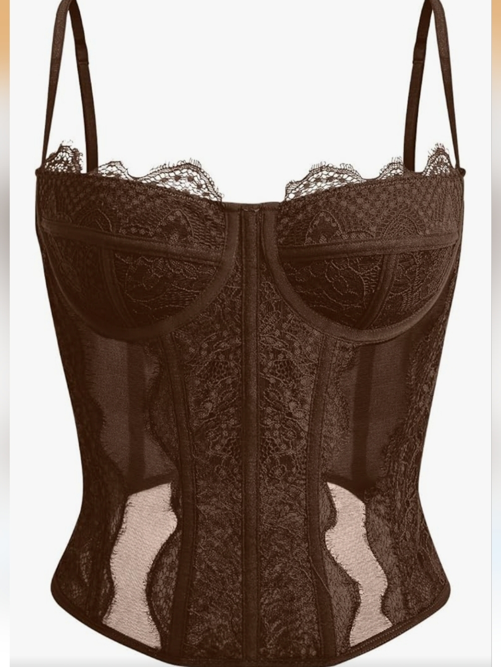 NWT - Lace Bustier Corset Top in Brown - Picture 1 of 3